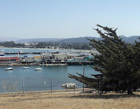A view over Monterey Bay and the harbor from the Lower Presidio